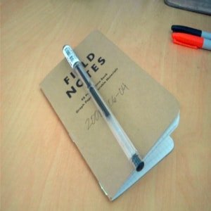 A journal or notebook with a personal note 