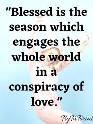 Blessed is the season which engages the whole world in a conspiracy of love.
