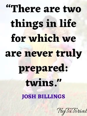 “There are two things in life for which we are never truly prepared: twins. Josh Billings
