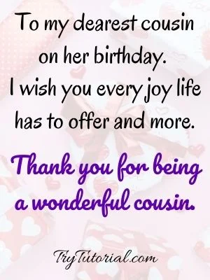 female happy birthday cousin
